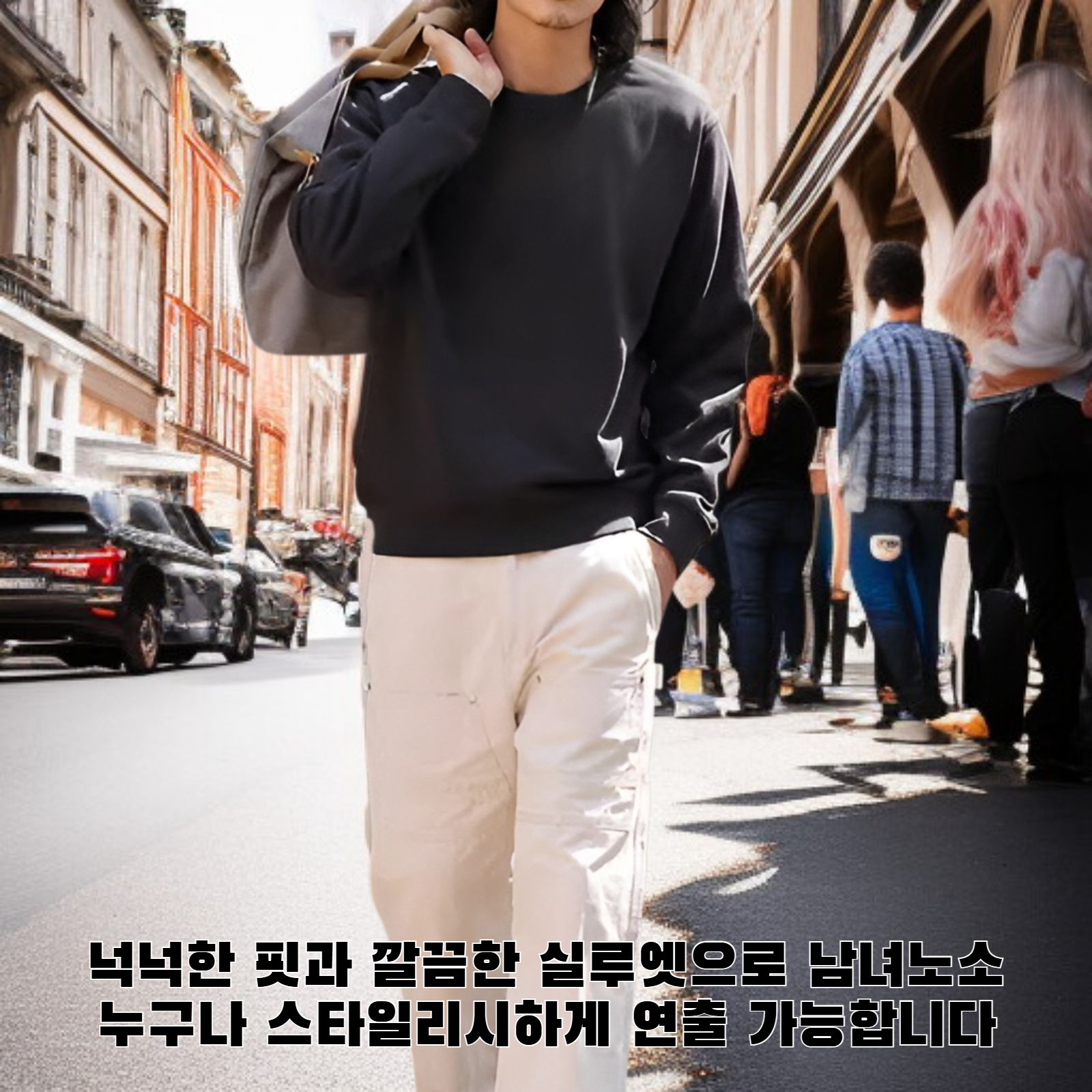 단색 풀오버 스웨트셔츠 정면 이미지