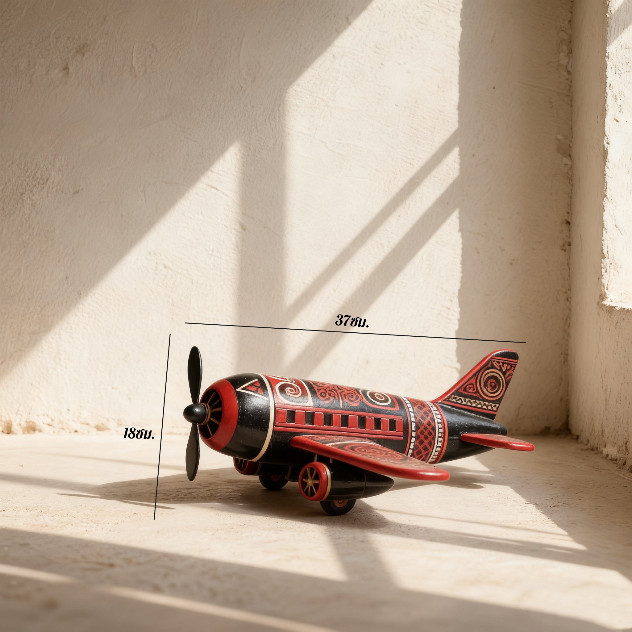 เด็กกำลังระบายสีเครื่องบินไม้