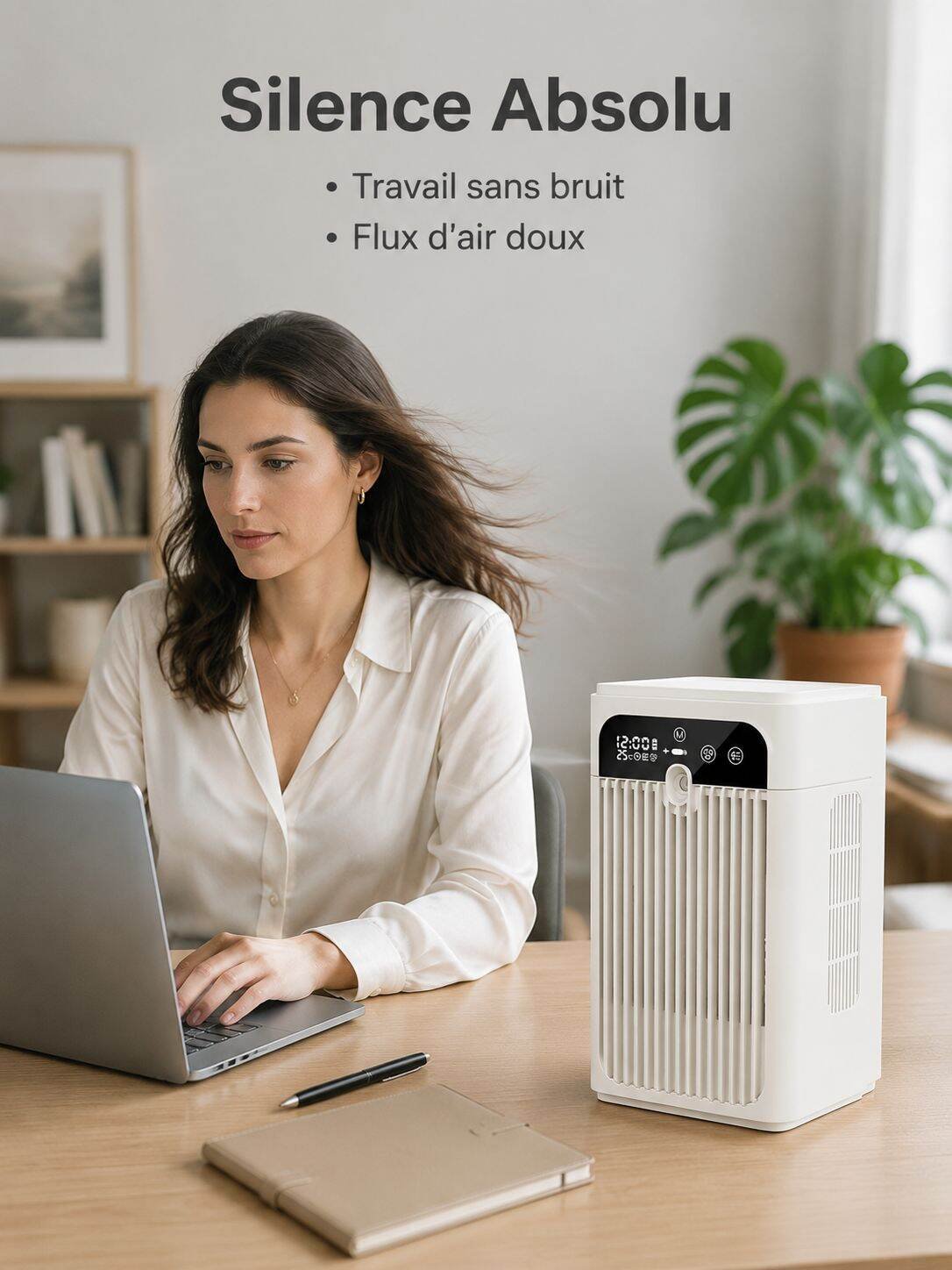 Ventilateur portable silencieux avec brumisateur, rafraîchisseur d'air