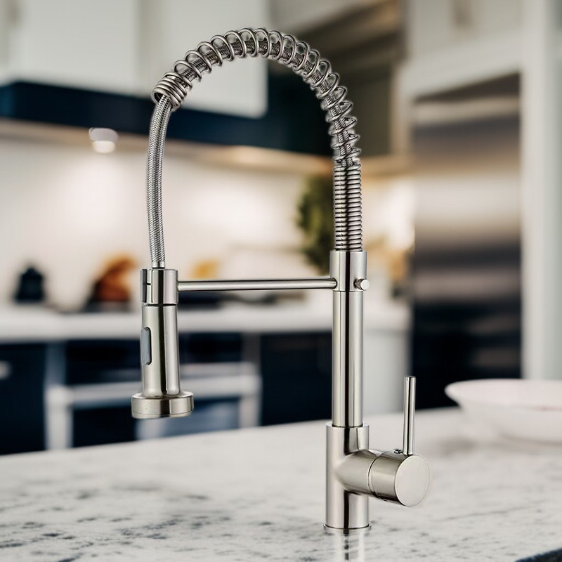 당김식 회전 주방 수도꼭지 냉온수 겸용