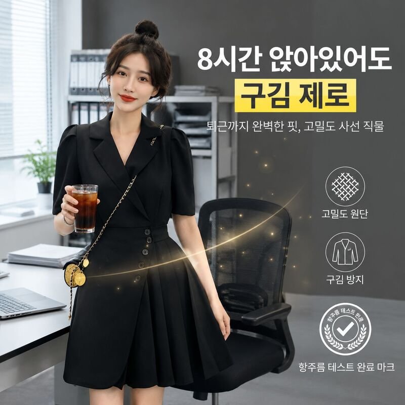 여름 패션 공작 단추 언밸런스 A라인 스커트 허리 슬림 원피스