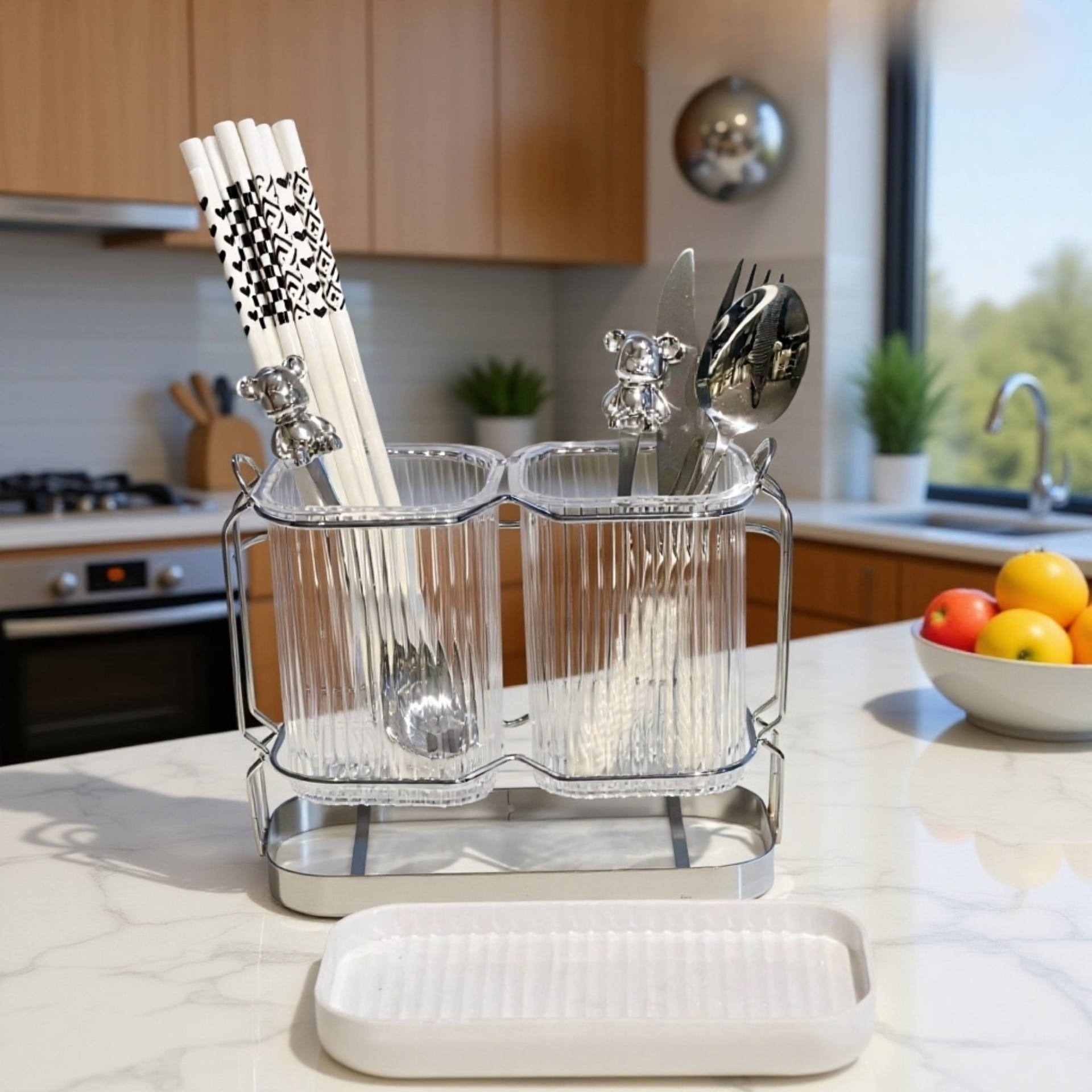 キッチンに置いた水切り箸収納ボックス