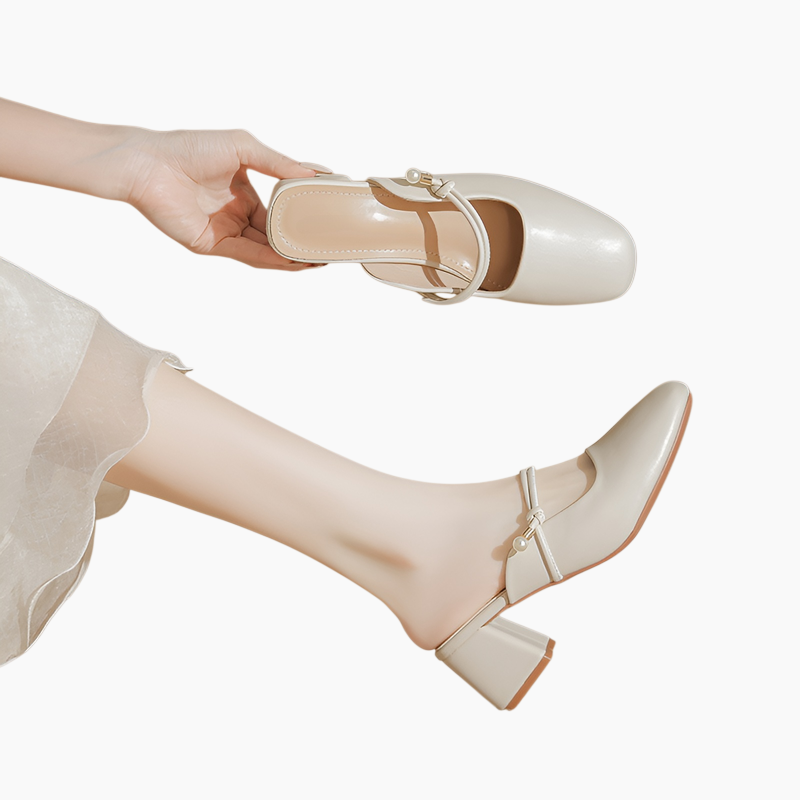 夏用レディーススリッパ。フレンチスタイルの厚底ヒール、つま先閉じサンダル。レザーハーフスリップサンダル。レトロなファッション、スカート付きサンダル。アプリコットハイヒールサンダル。