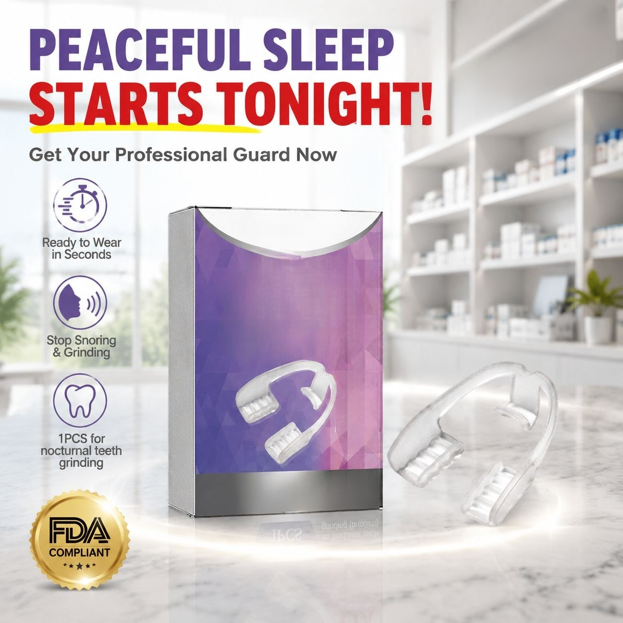 Sleep Mouth Guard for Teeth Grinding and Snoring Prevention, Night Dental Protector