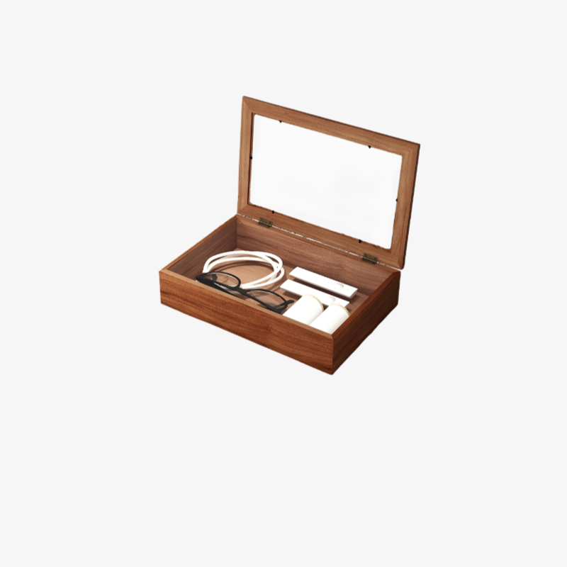 Massive wood storage box for lipstick, teacup and accessories