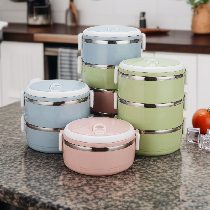 กล่องข้าวแบบแบ่งชั้นหลายชั้นพกพา