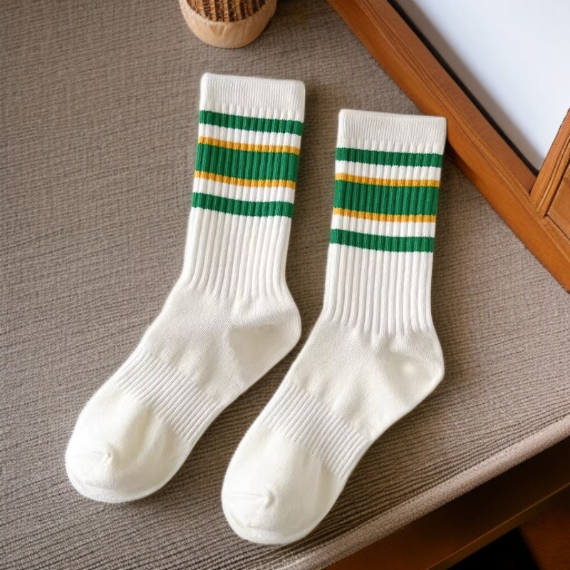 Black and White Striped Women's Sports Socks