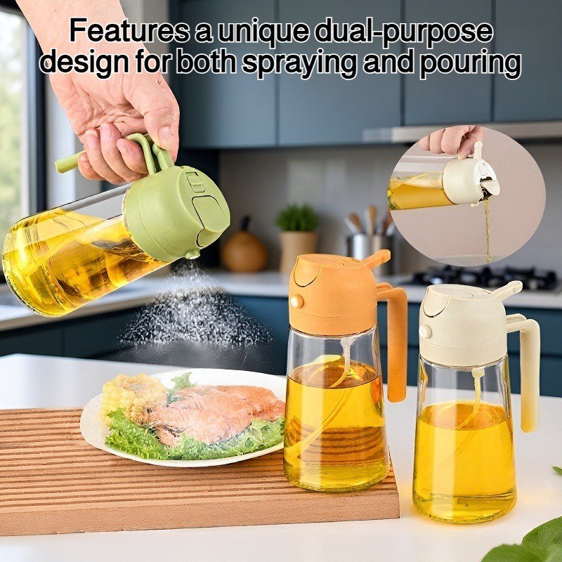 Sealed, leak-proof, spray-and-pour dual-purpose oil can