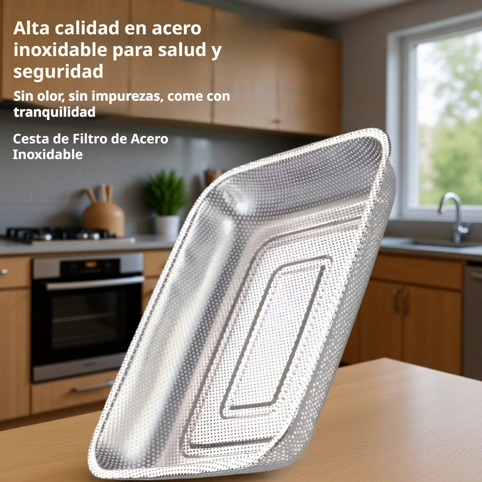 Cesta de drenaje de acero inoxidable para platos y verduras