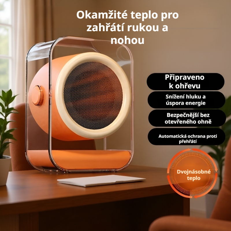 Domácí elektrický topný přístroj s kovovým povrchem, úspora energie, rychlý ohřev