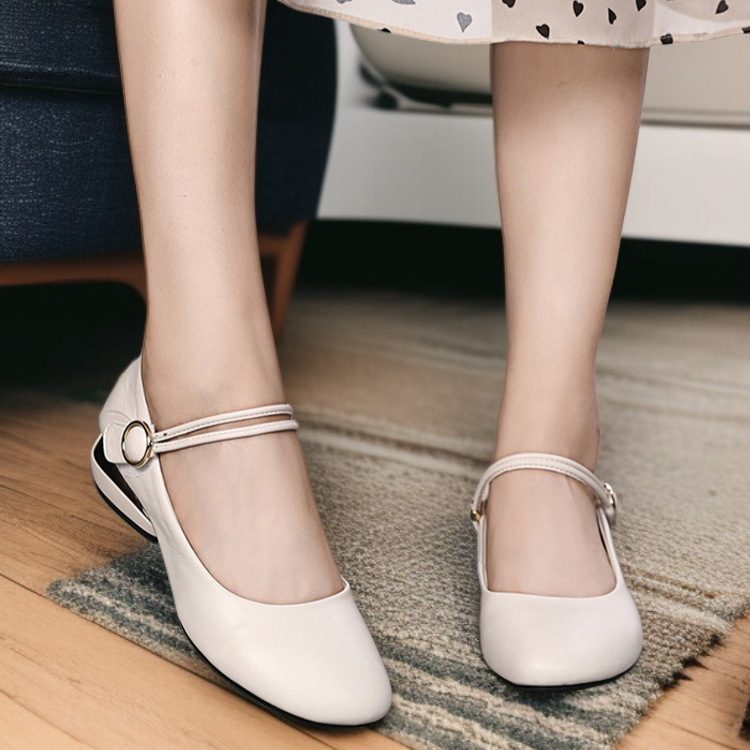 Women's single-strap buckle chunky heel fashion shoes