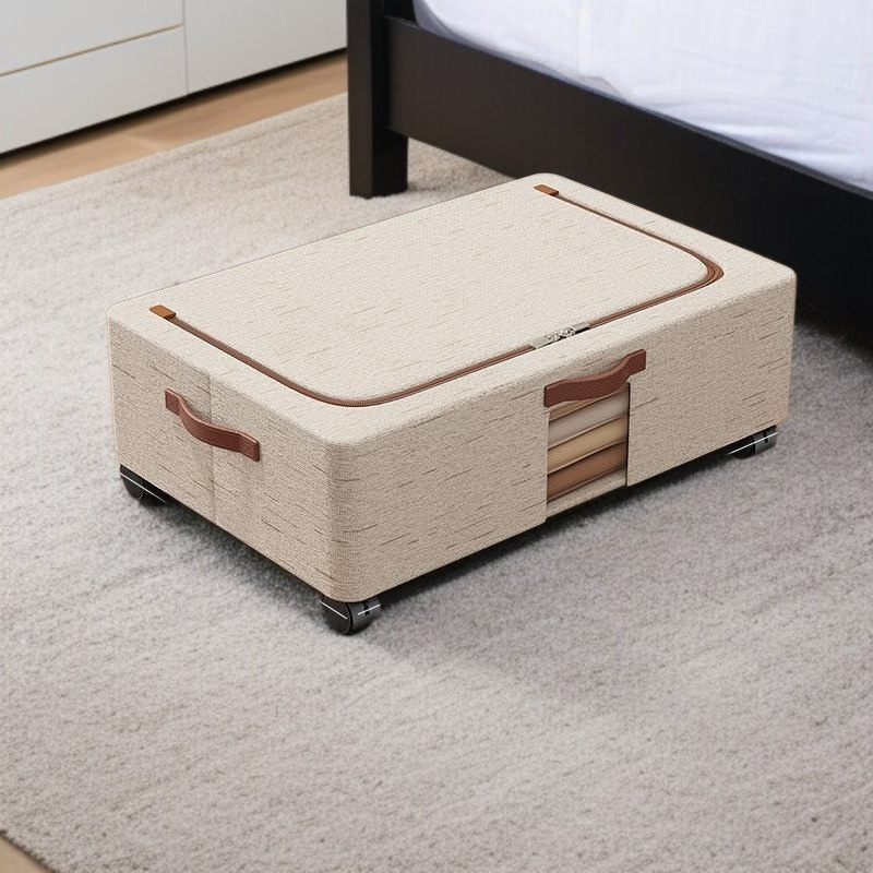 Caja de almacenaje para ropa y mantas, con ruedas, para colocar debajo de la cama