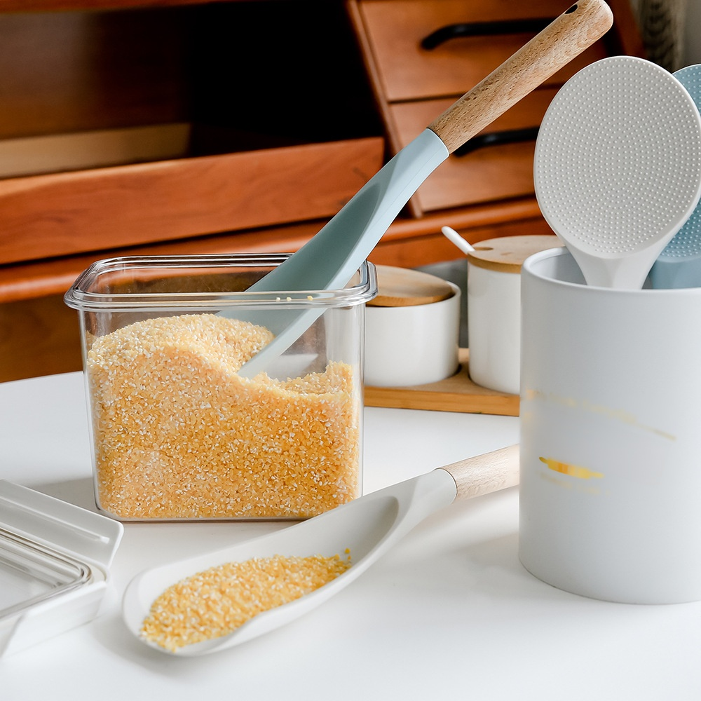 Wooden handle silicone rice spoon