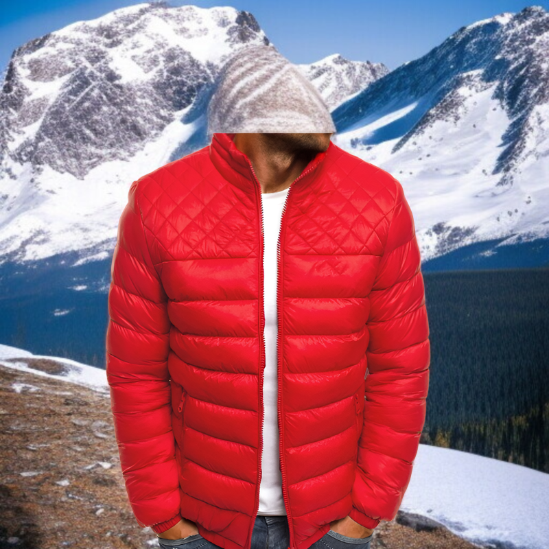 남성 스탠카라 아가일 패딩 패션 추동 기모 패딩 남 퓨어 아가일 남성 스탠카라 패딩