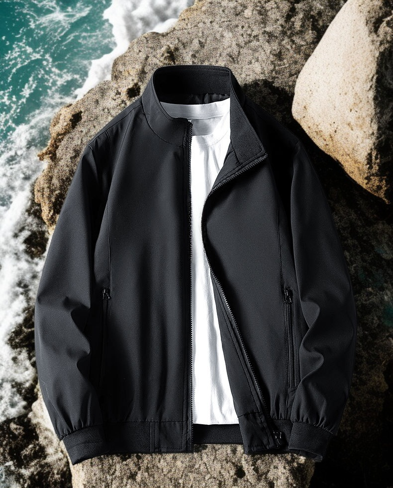 모델이 착용한 남성용 겨울 재킷