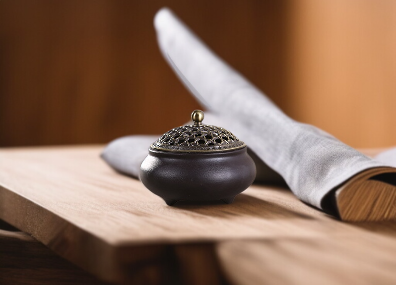 묘금 삼족향로 정교한 조각 장식