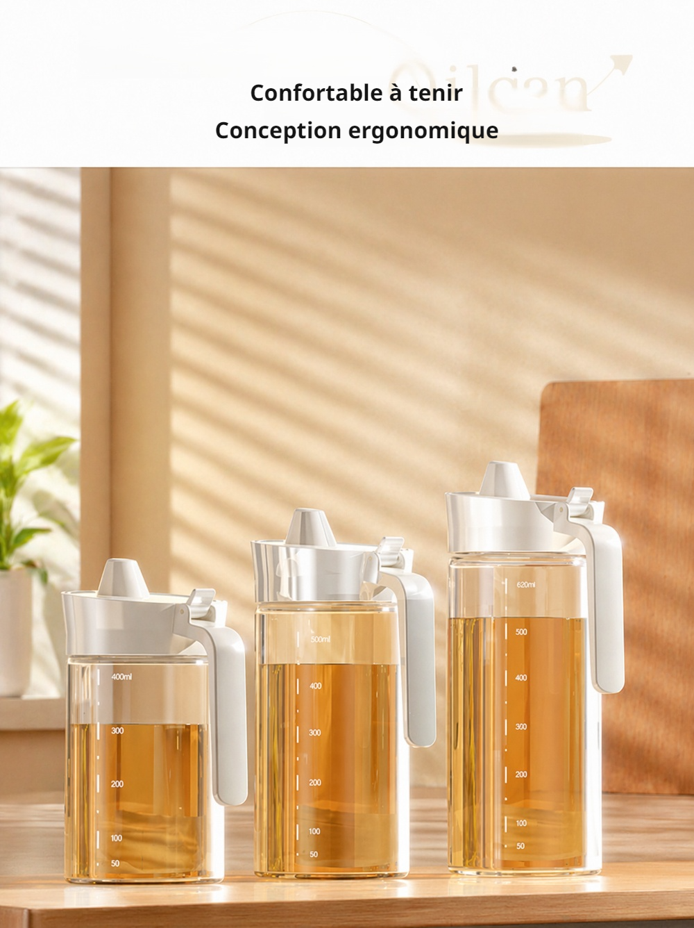 Récipient à huile anti-goutte en verre borosilicate