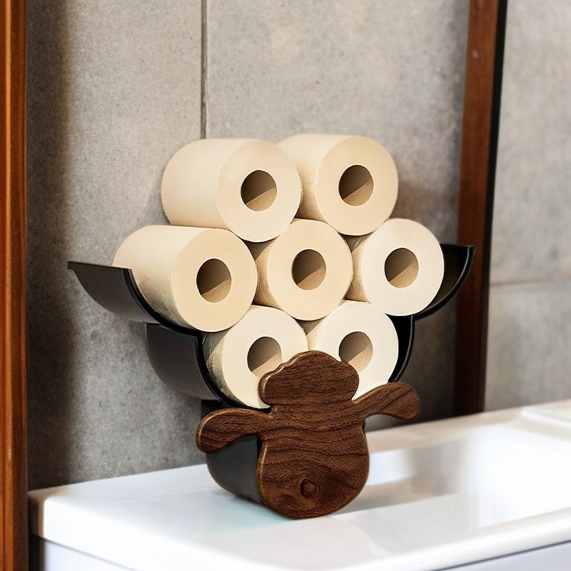 Wall-mounted toilet paper holder, no-drill paper towel rack