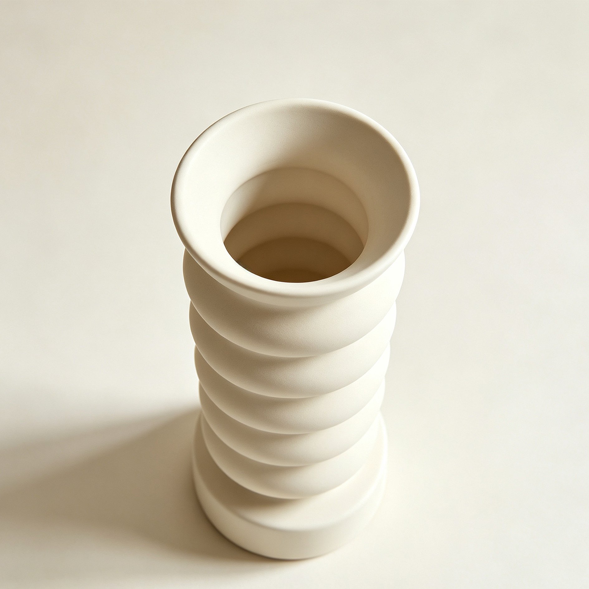 Close-up of the unique twisted design on the ceramic vase