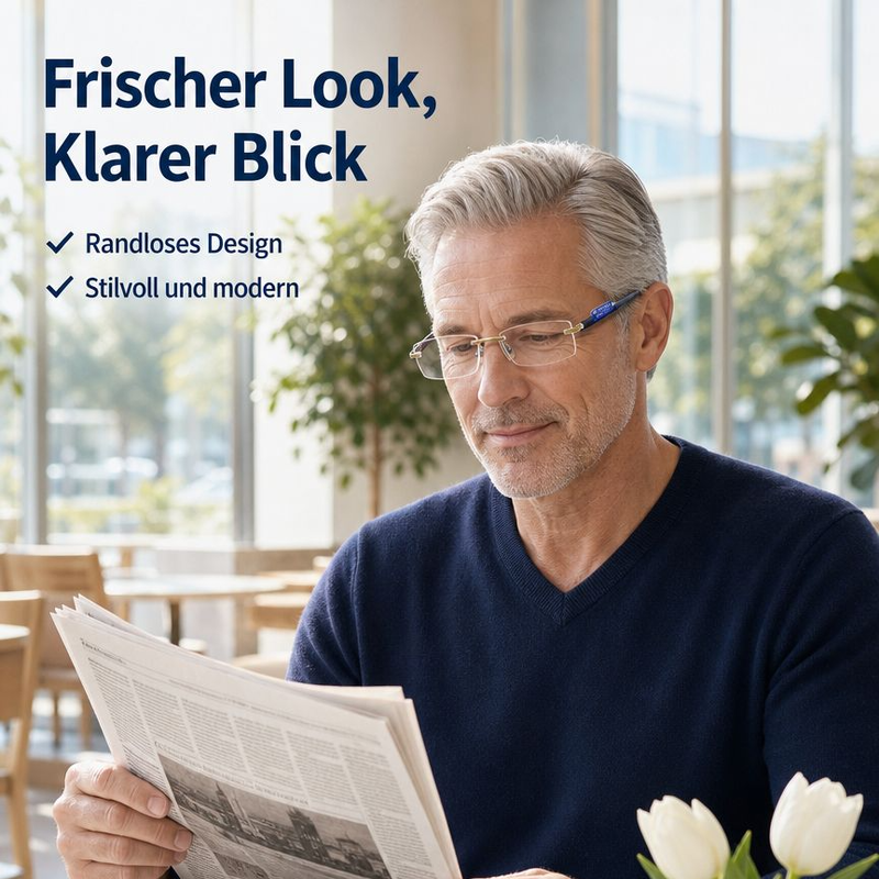 Randlose HD-Zoom-Lesebrille Modische Altersweitsichtbrille
