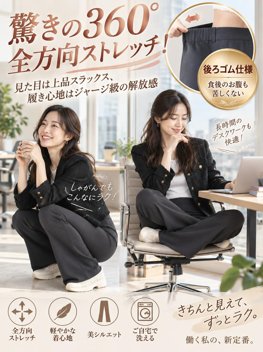 微フレアきれいめカジュアルパンツ