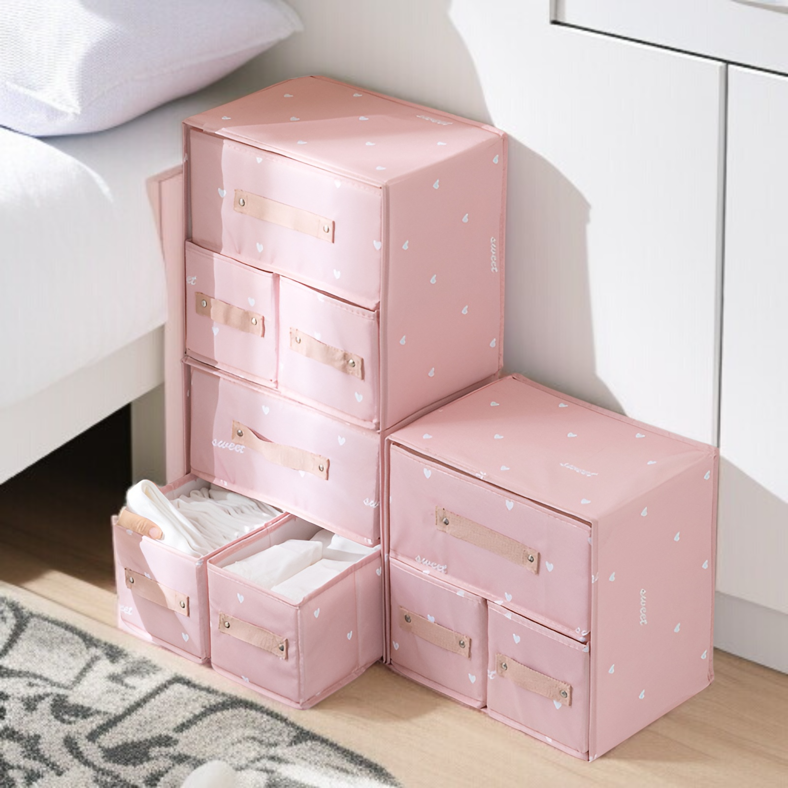 新しい引き出し式衣類収納ボックス収納家庭用バスケットボックス収納ボックス布製ワードローブ収納ボックス衣類大型ボックス