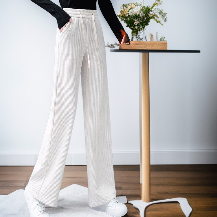 ウエストゴム美脚ワイドパンツ