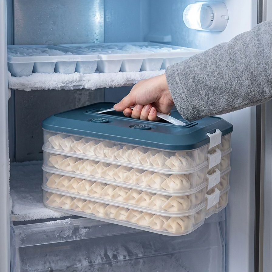 密閉カバー付き餃子保存ケースの使用例