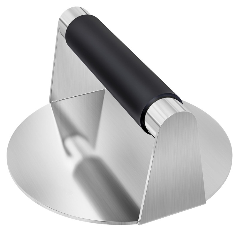 不銹鋼圓形漢堡壓肉器手動矽膠柄壓餅器