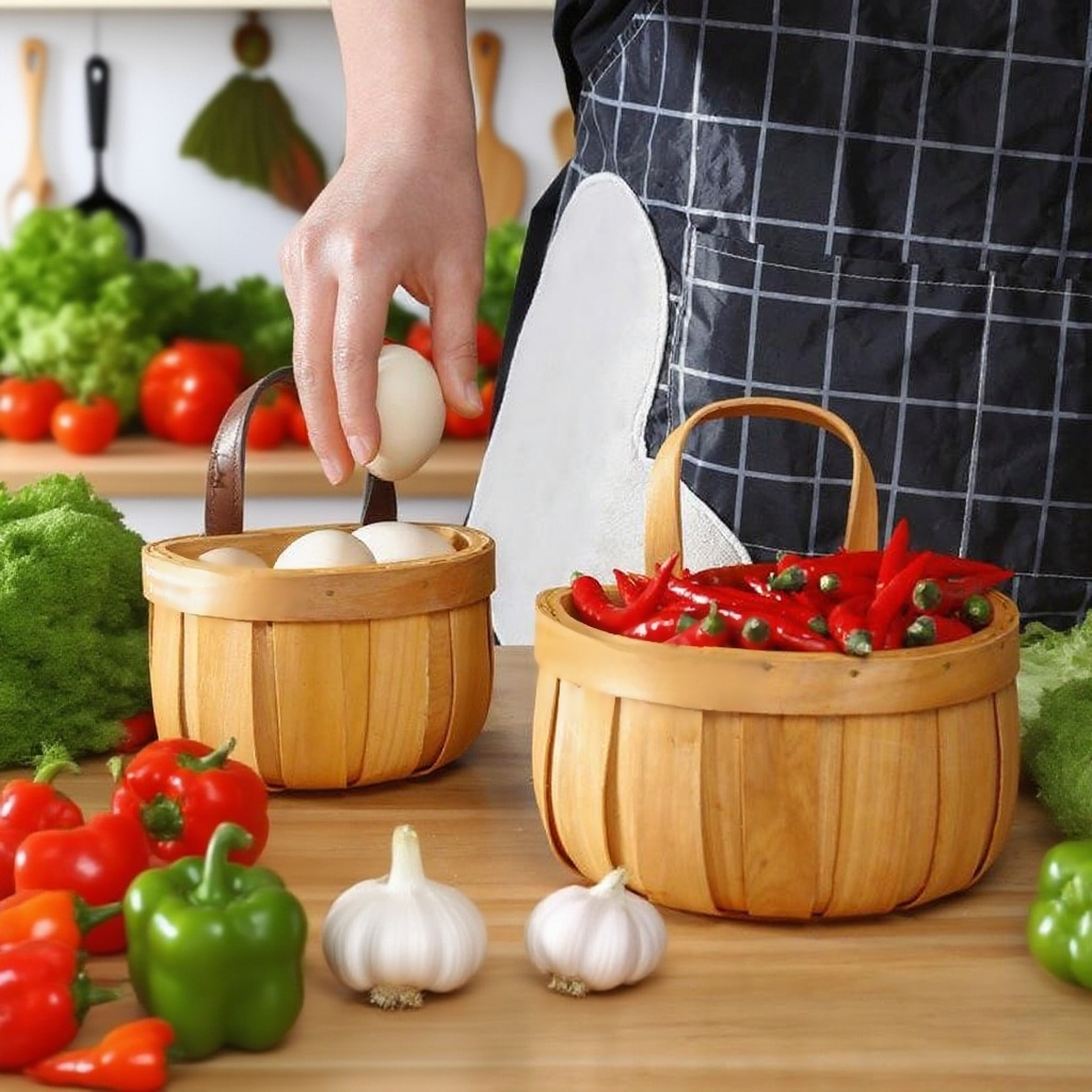 廚房竹編壁掛收納筐