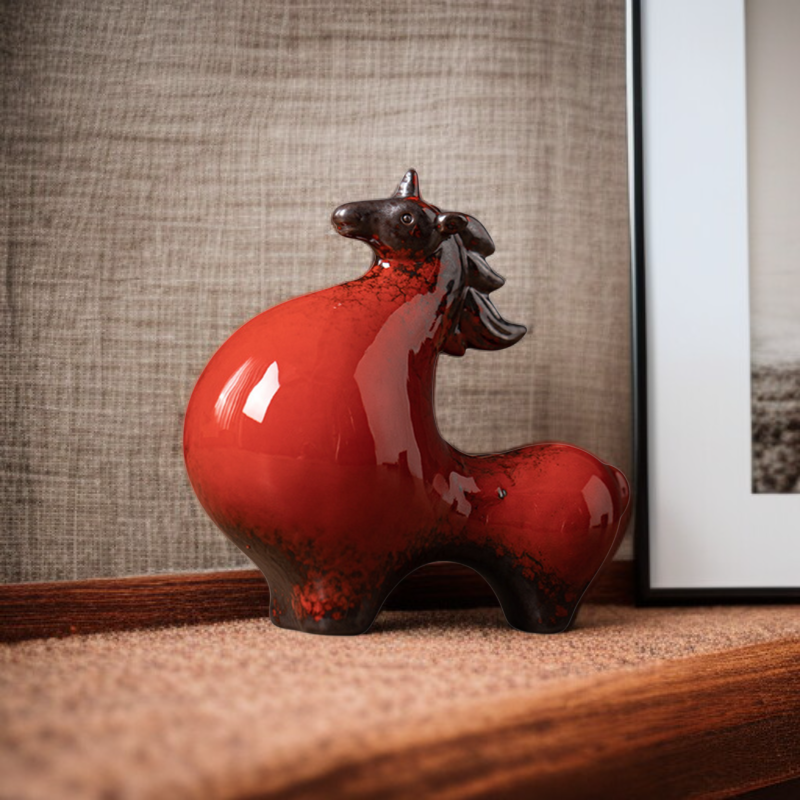 세라믹 탕 말 조각상