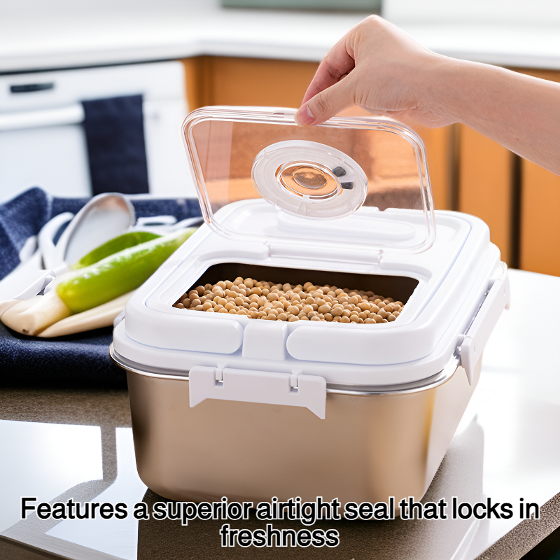 Stainless steel thickened airtight storage multi-functional rice bucket