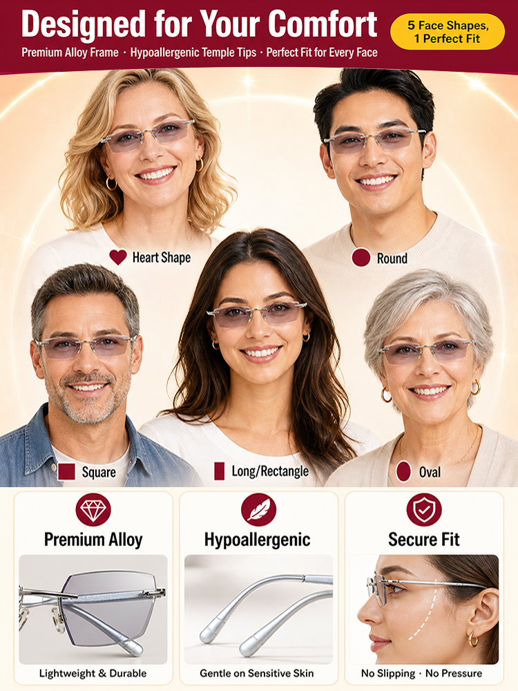 【No eye test！corrects near, far and presbyopia】German quality,  reading & sunglasses in one. 