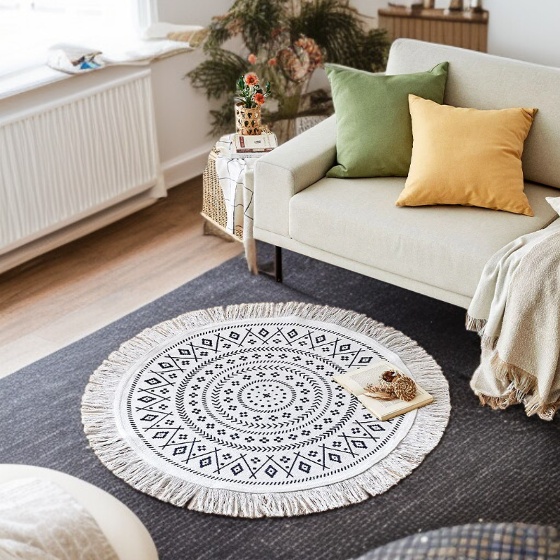 カシミヤ風の円形フットスツールカーペット＆ソファテーブル用マット