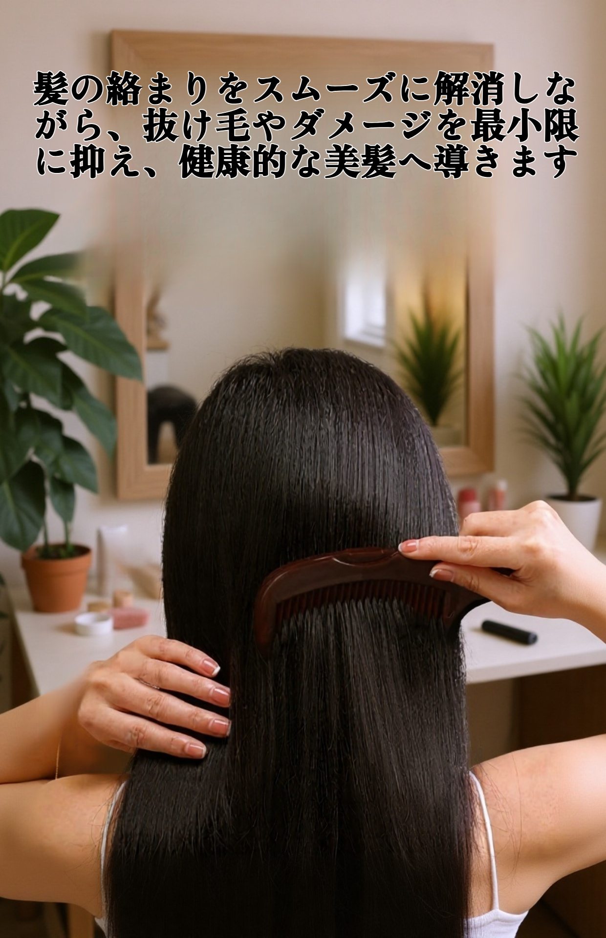 頭皮マッサージをしている女性