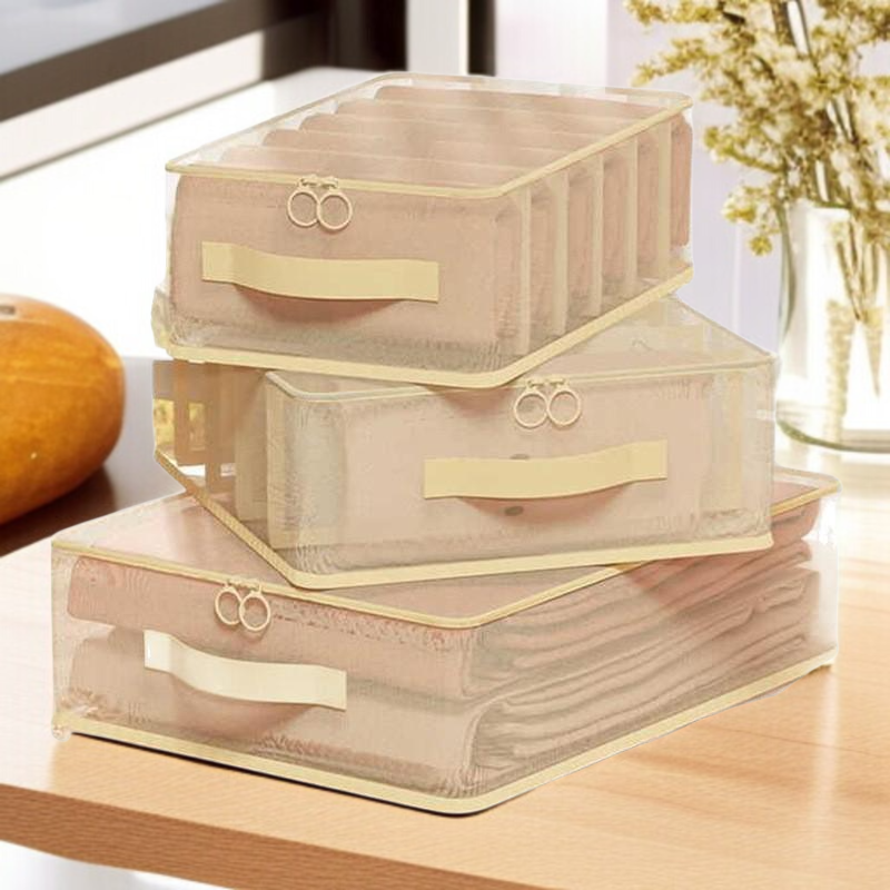 高品質素材の衣類分格収納袋の拡大画像