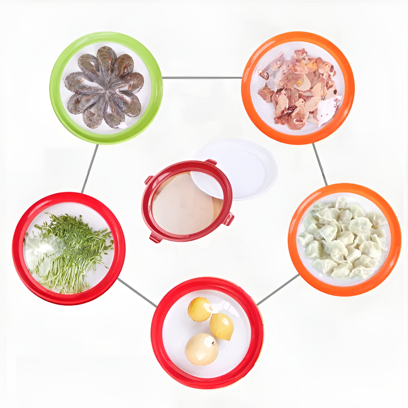 다채로운 색상의 원형 보존 식판