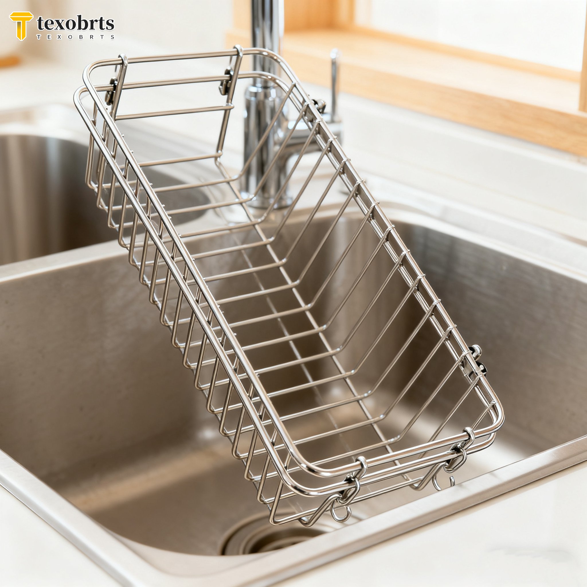 ชั้นวางจานระบายน้ำอเนกประสงค์สำหรับอ่างล้างจาน