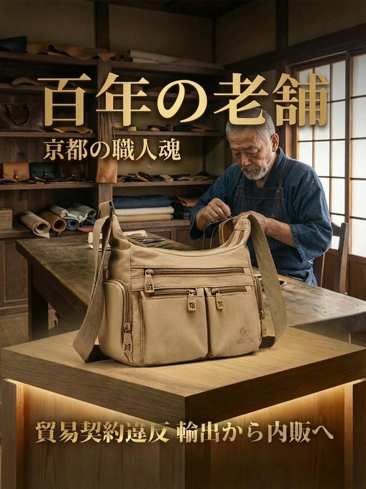 【京都百年工房発】多層大容量ショルダーバッグ | わずか320g&耐荷重20kgの怪物 | ゲリラ豪雨も克服 | 男女兼用デザイン | 1個あたり最安1540円！史上最安値！