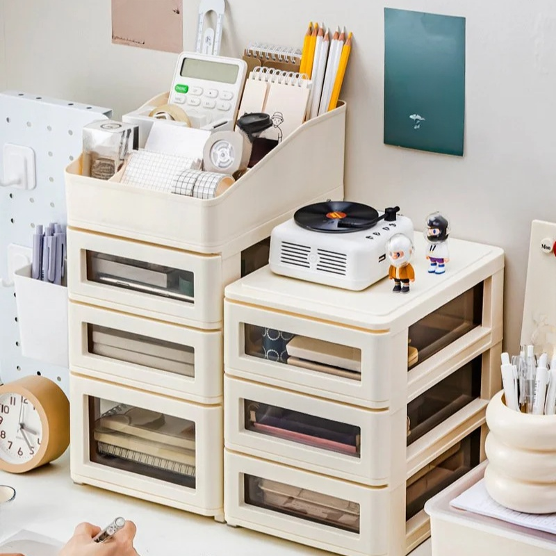 桌面收納盒 多功能抽屜式分格整理盒 宿舍辦公文具化妝品收納盒