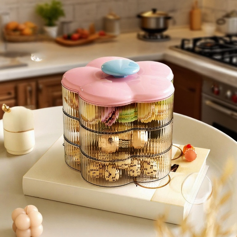 꽃잎 모양 다층 수납 건과함 전체 이미지