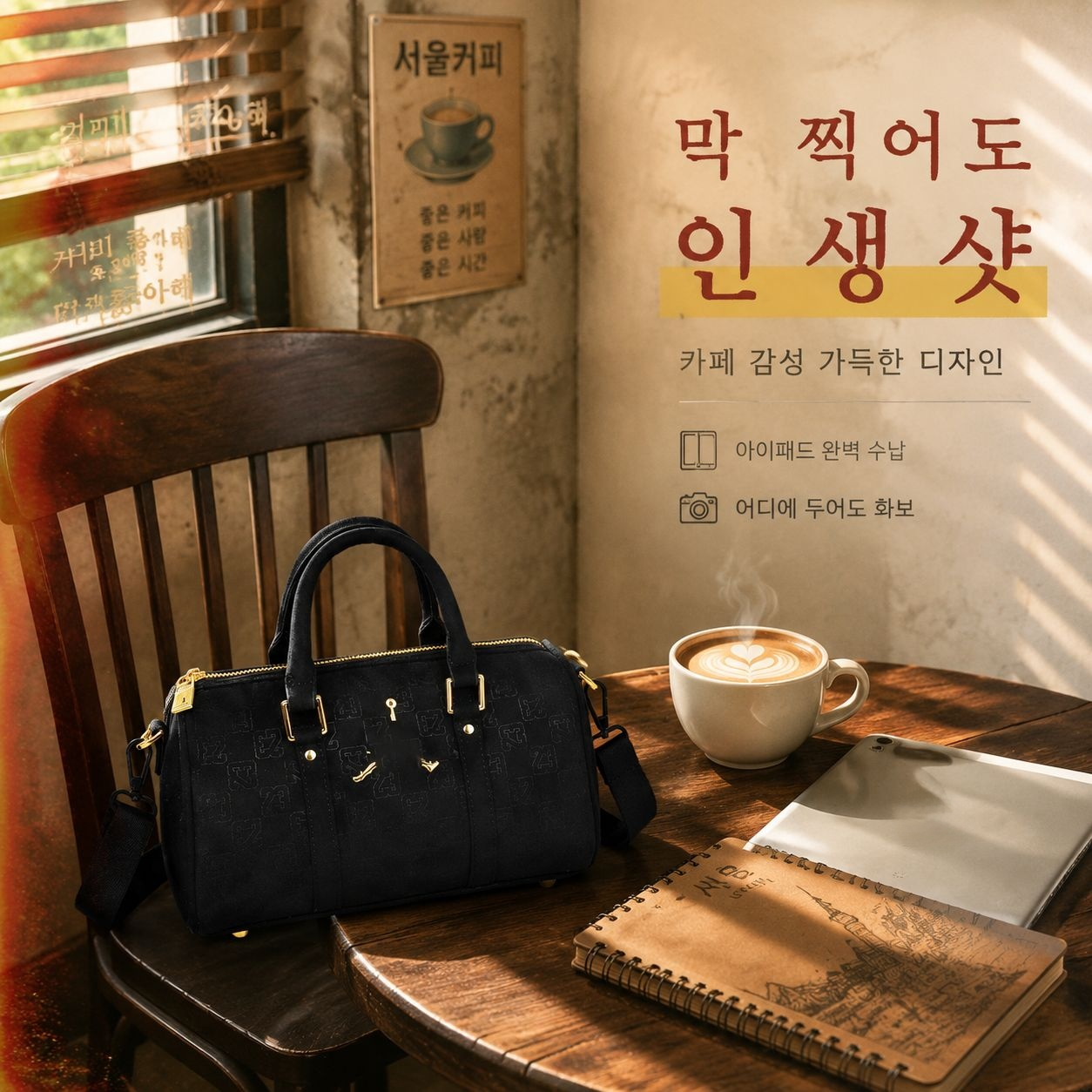 패션 체크 빈티지 아웃도어 대용량 백팩