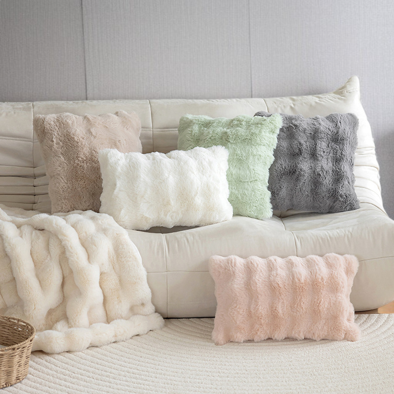 Plush Pillow Covers Pillow Covers Solid Color Plush Bedroom Bubble Plush