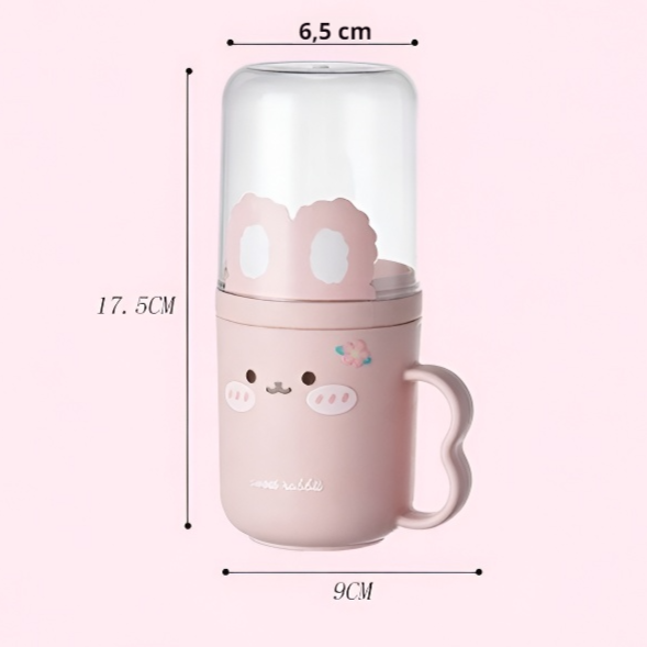  Utazási fogmosó készlet aranyos fogkefetartóval és pohárral