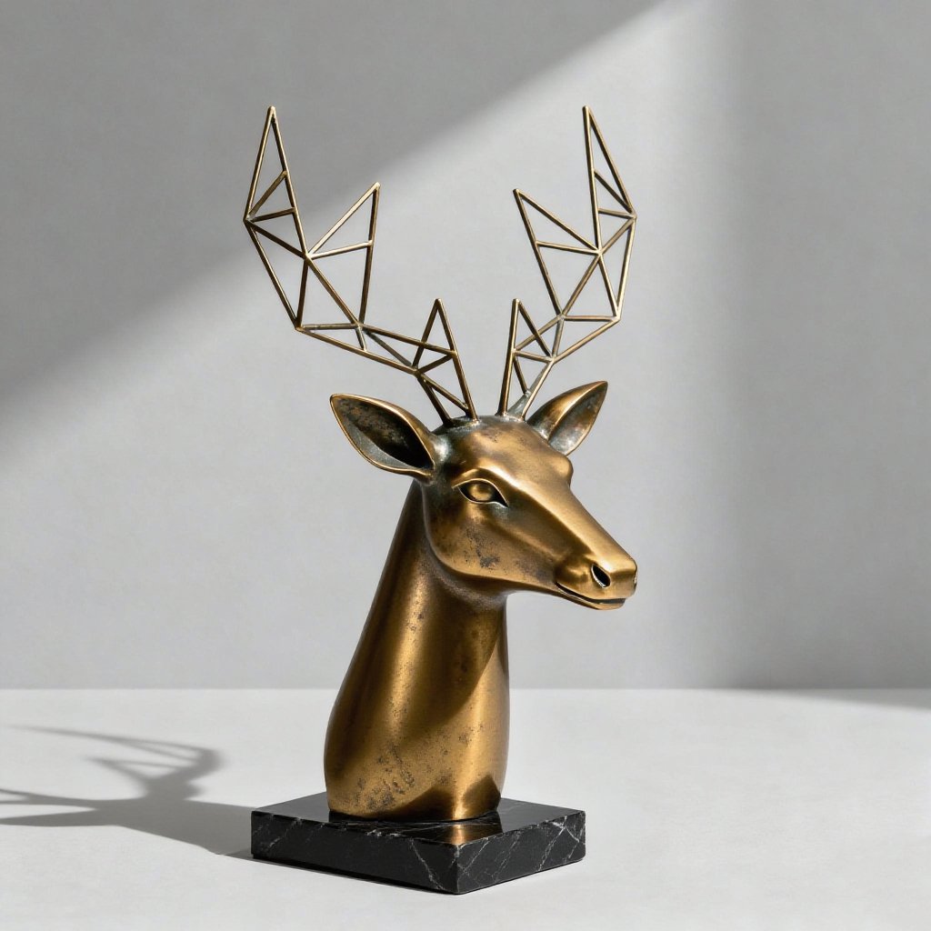 กวางประดับบ้าน เซ็ตคู่ วางบนโต๊ะตกแต่งห้องรับแขก