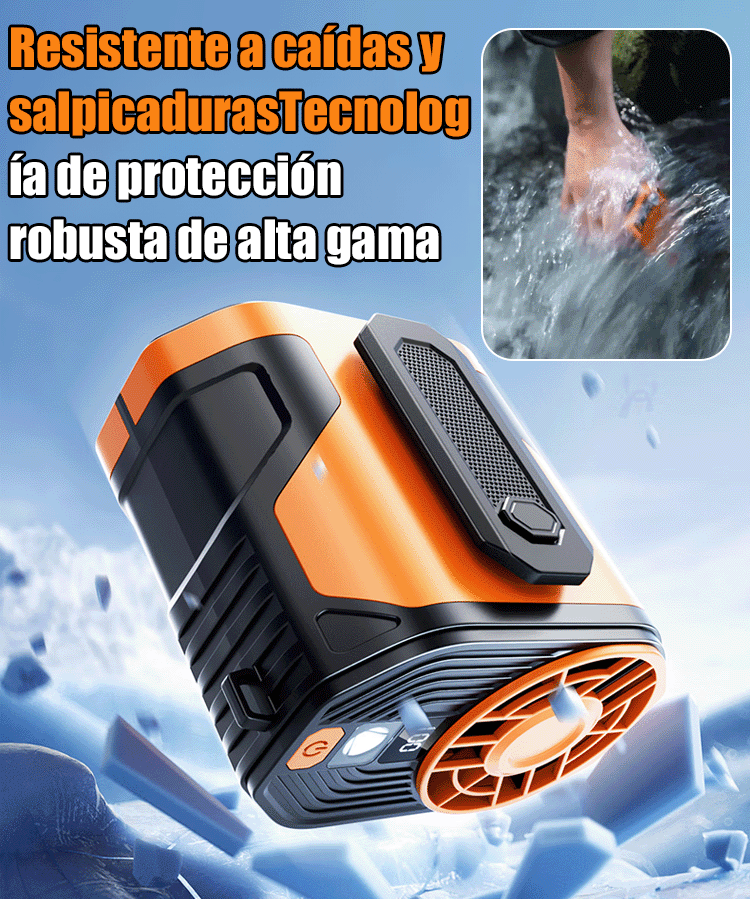 Ventilador de Cintura 3 en 1 (4000mAh): Enfriamiento Rápido 100 Velocidades + Power Bank + Linterna