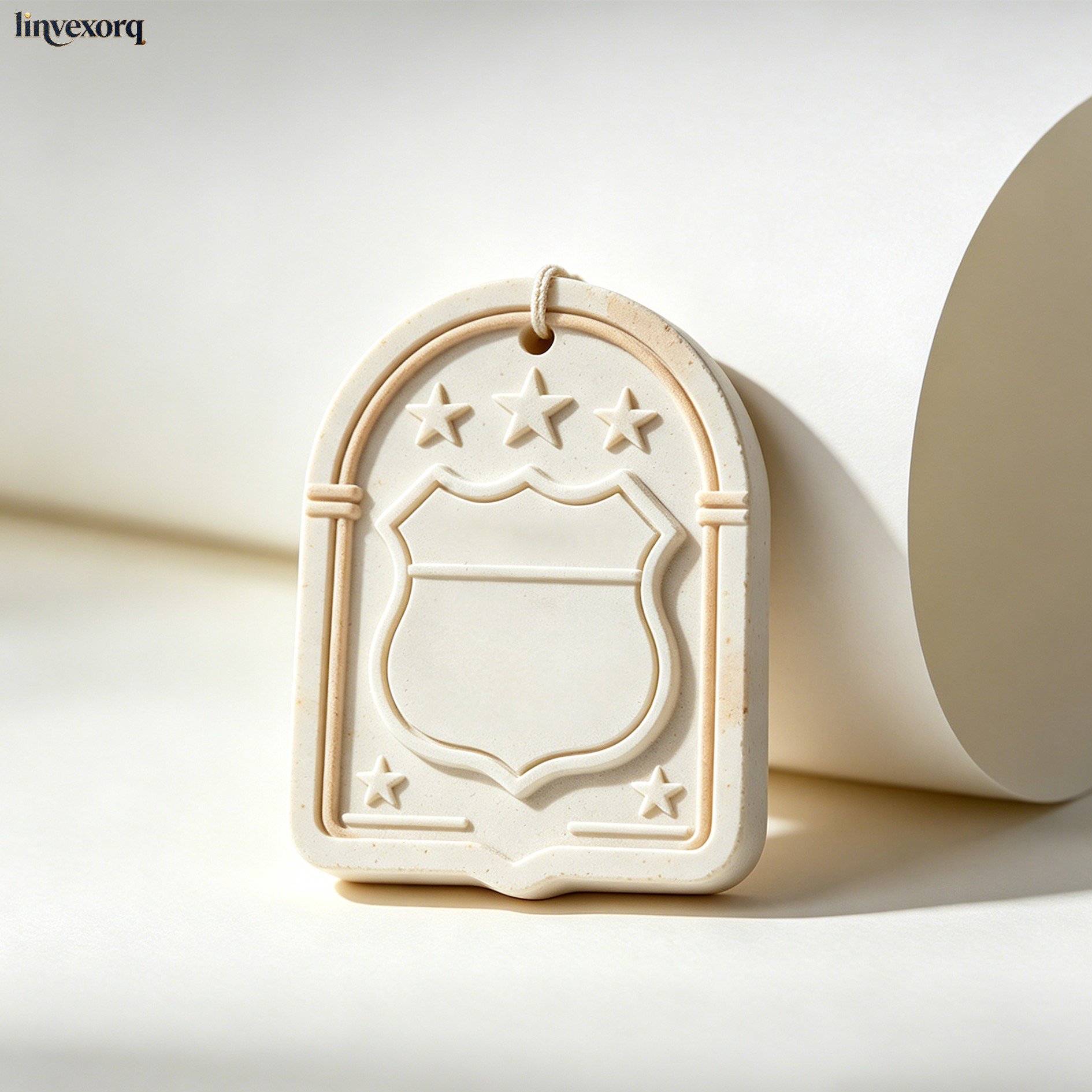 Close-up of gypsum air freshener pendant hanging in car
