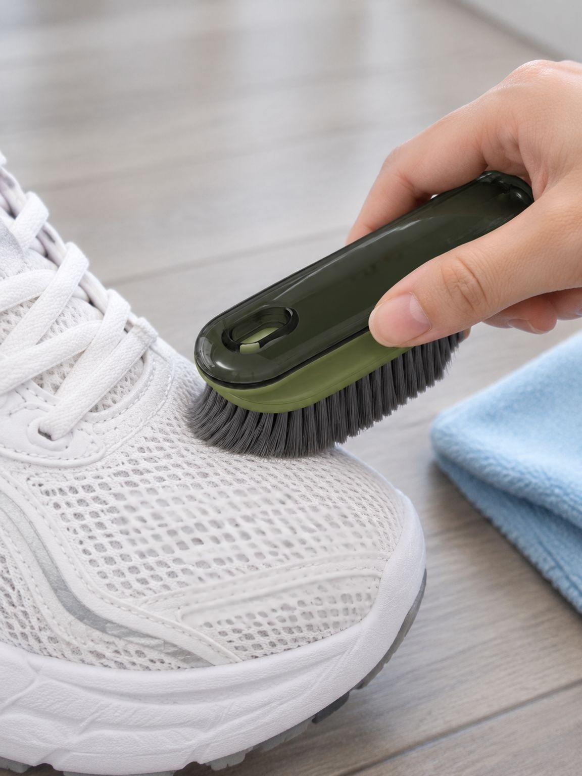 Soft shoe brush designed to help care for delicate footwear