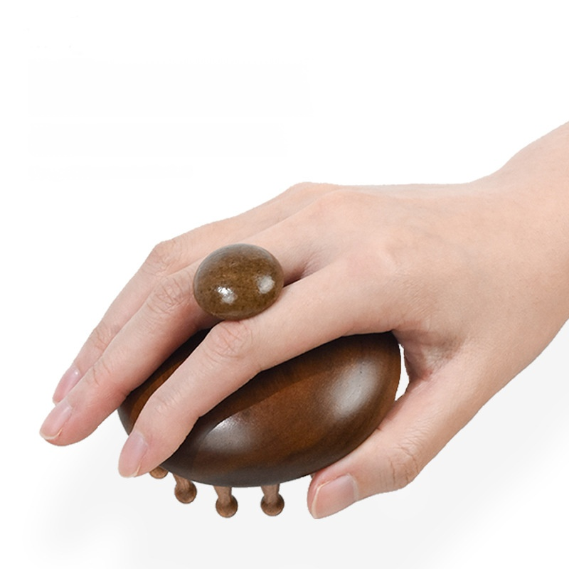 金絲檀木圓盤經絡按摩梳