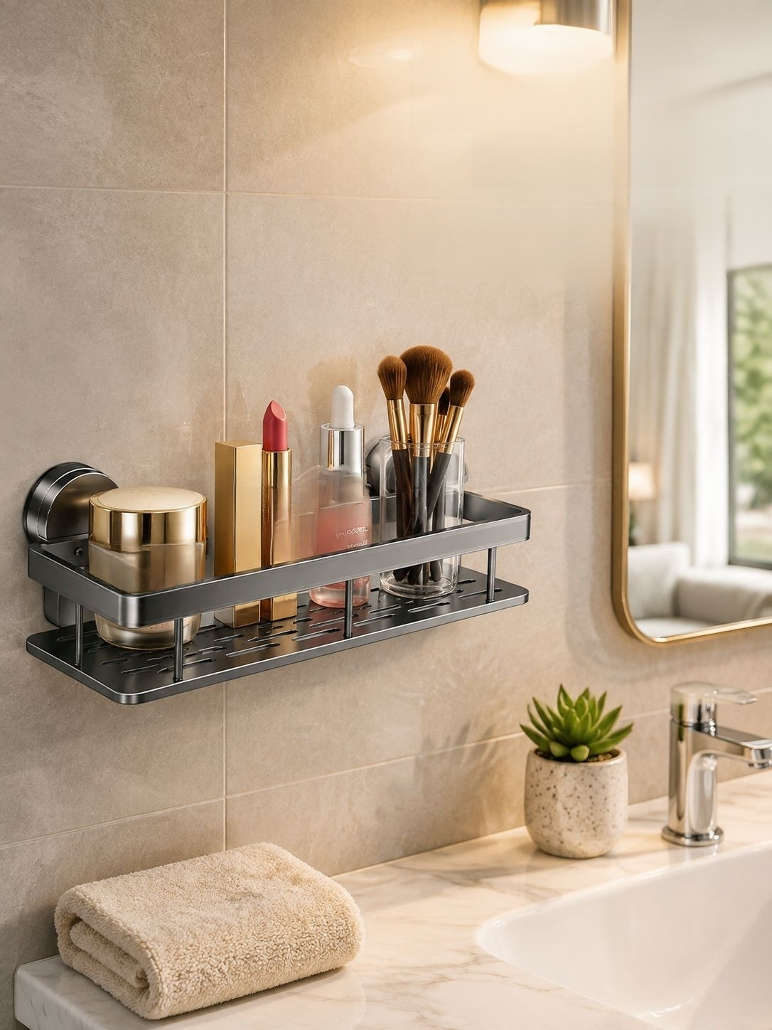 Organiza tus productos de baño sin dañar las paredes o los azulejos
